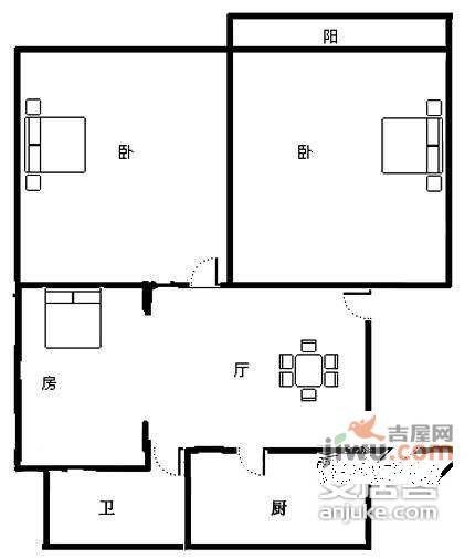 金桥新村3室1厅1卫88㎡户型图