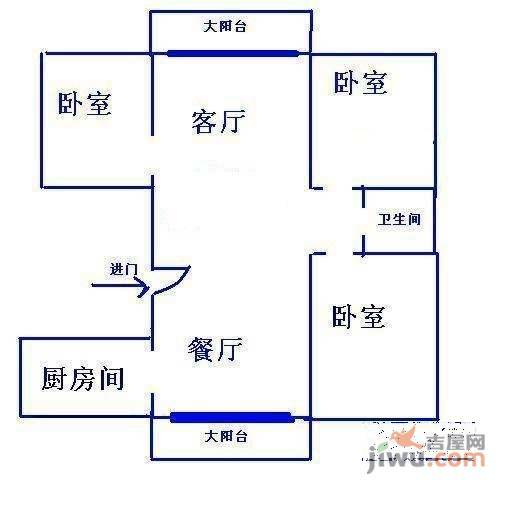 浦江东旭公寓3室1厅1卫户型图