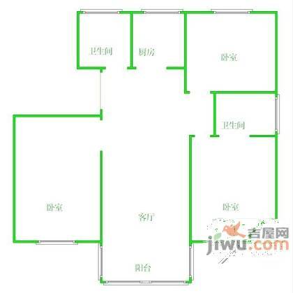 罗山怡景苑3室2厅2卫128㎡户型图