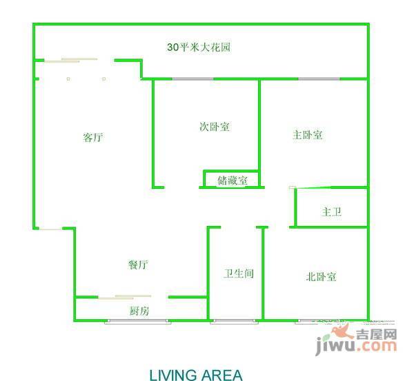 绿地泾南公寓3室2厅2卫123㎡户型图