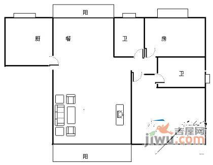 绿地泾南公寓2室2厅2卫户型图