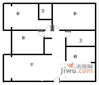 东方城市公寓3室2厅1卫124㎡户型图