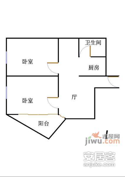 泾东小区2室1厅1卫67㎡户型图