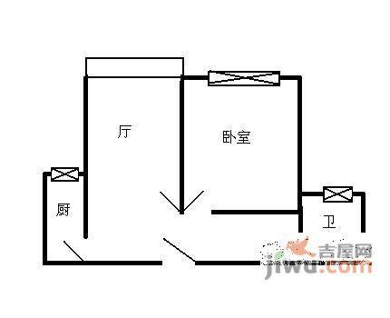 广洋华景苑1室1厅1卫67㎡户型图