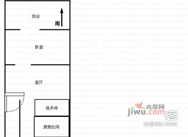 泾华新村1室1厅1卫51㎡户型图