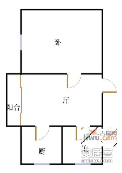 泾华新村1室1厅1卫51㎡户型图