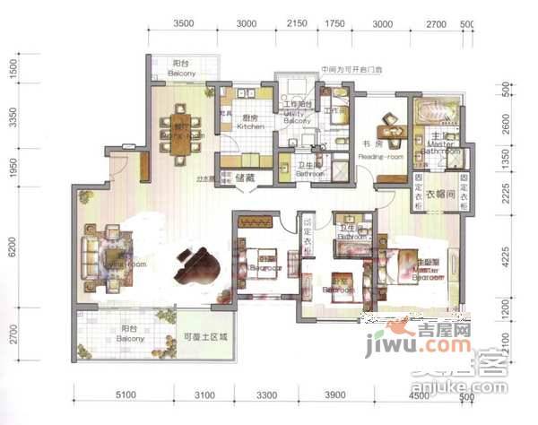 仁恒河滨城4室2厅4卫户型图