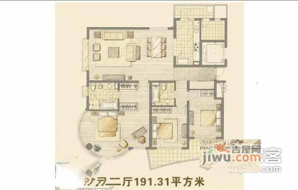 滨江兰庭3室2厅2卫193㎡户型图