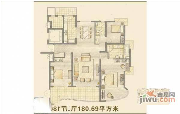 滨江兰庭2室2厅2卫139㎡户型图