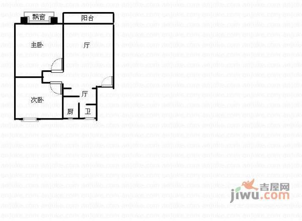 菊泉小区2室2厅1卫85㎡户型图