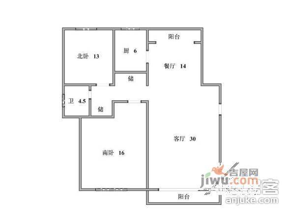 菊泉小区2室1厅1卫户型图