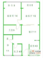 彭浦家园2室2厅1卫108㎡户型图