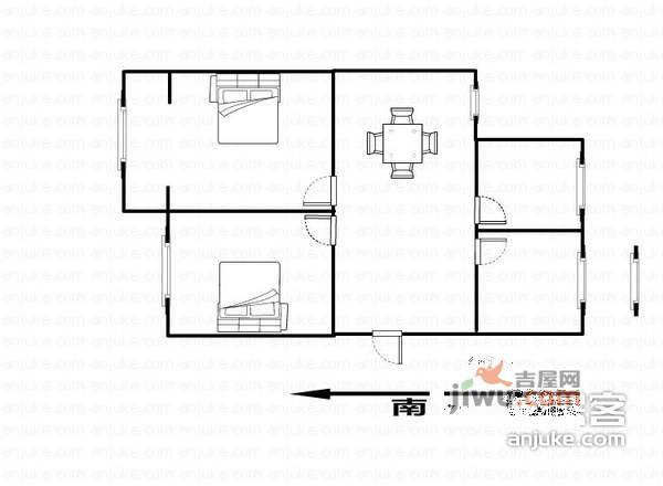 彭顺小区2室1厅1卫53㎡户型图