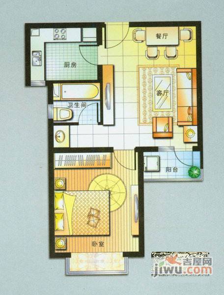 新悦坊1室2厅1卫户型图