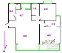 彭豪公寓3室1厅1卫户型图