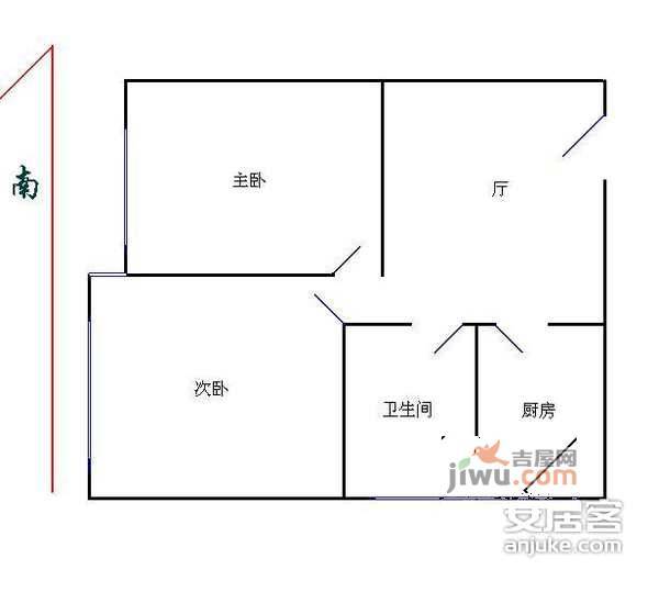 星纪花苑2室1厅1卫77㎡户型图