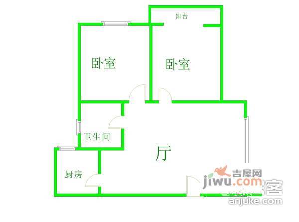 星纪花苑2室1厅1卫77㎡户型图