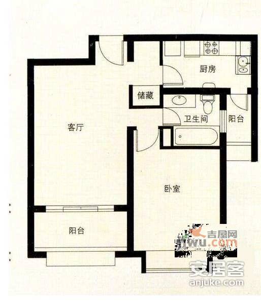 星纪花苑2室1厅1卫77㎡户型图