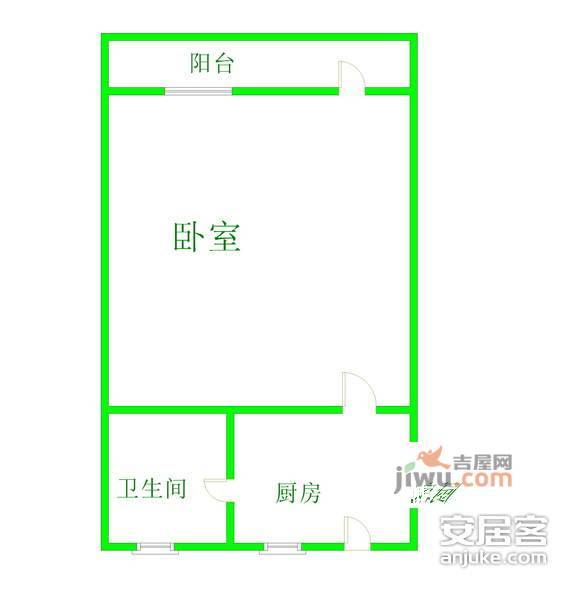 岭南小区北区1室0厅1卫28㎡户型图