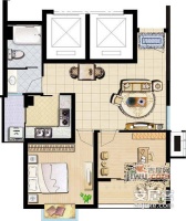 绿福公寓3室2厅2卫130㎡户型图
