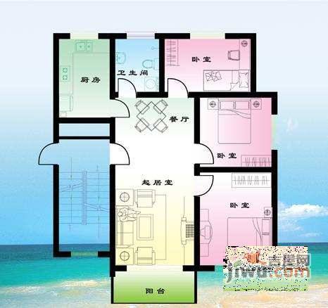 闸北协和公寓3室2厅1卫140㎡户型图