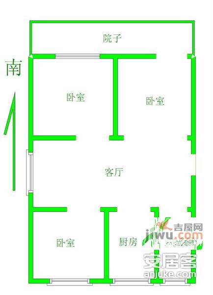 建峰大楼3室2厅1卫113㎡户型图