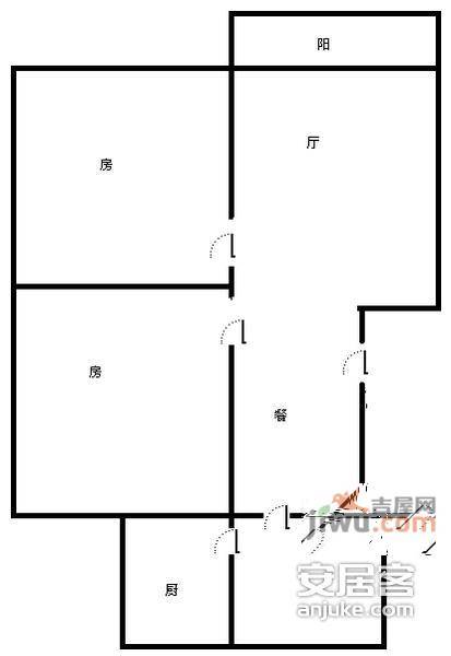 建峰大楼2室2厅1卫99㎡户型图