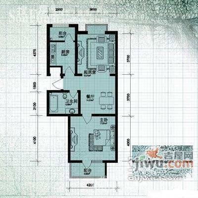 建峰大楼2室1厅1卫95㎡户型图