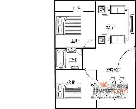 和福花苑2室2厅1卫97㎡户型图