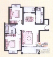 振和公寓2室2厅1卫107㎡户型图