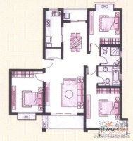 和诚公寓3室2厅2卫127㎡户型图