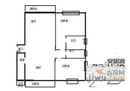 新柳公寓2室2厅2卫106㎡户型图