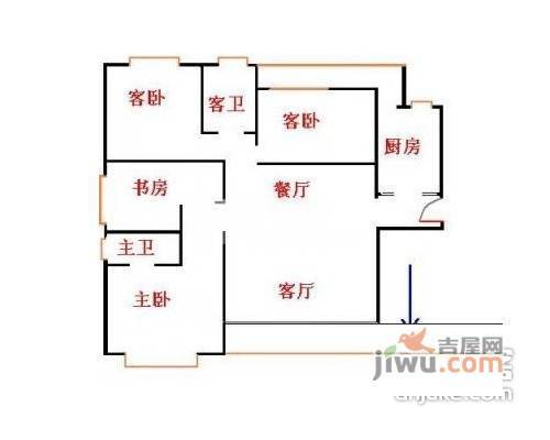 枫景苑4室2厅2卫122㎡户型图