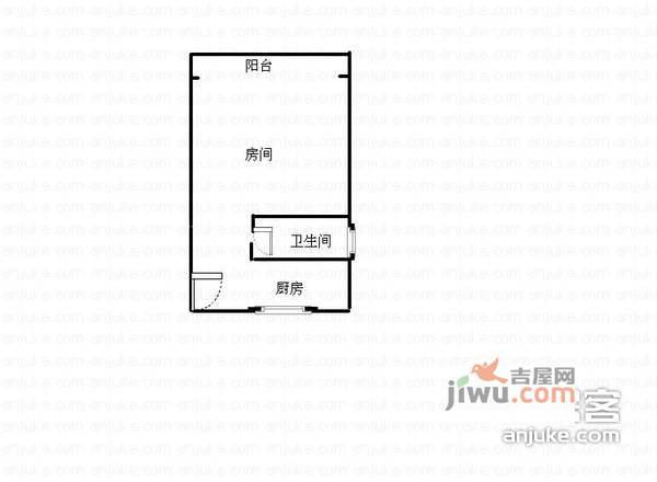 洛川中路1100弄小区1室0厅1卫38㎡户型图