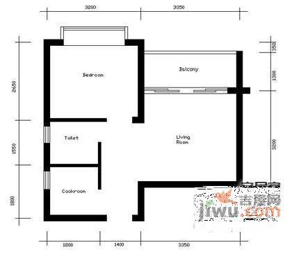 北海新苑1室1厅1卫49㎡户型图