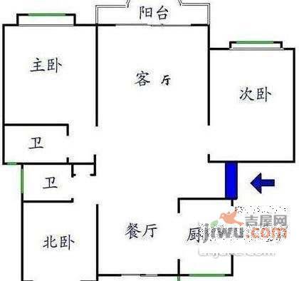 芳沁苑3室2厅1卫114㎡户型图