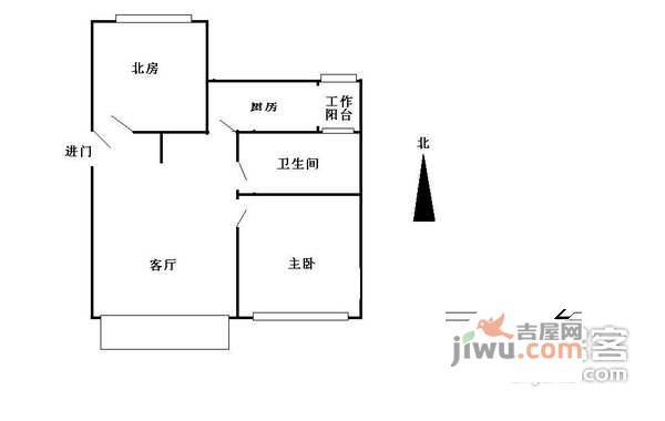 粤秀小区2室2厅1卫户型图