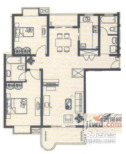 粤秀小区2室2厅1卫户型图