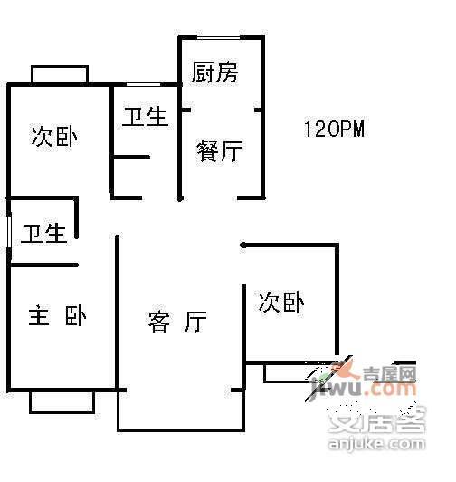 新理想家园3室2厅1卫106㎡户型图
