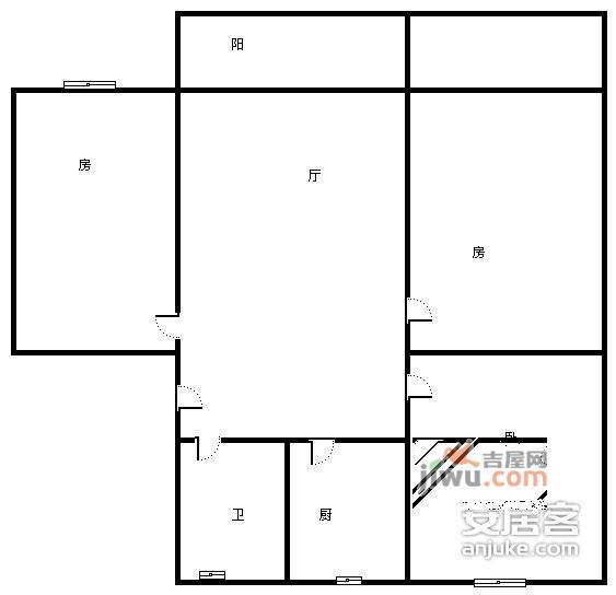 八方花苑3室2厅1卫户型图