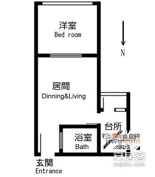 绿地海悦酒店公寓1室1厅1卫70㎡户型图