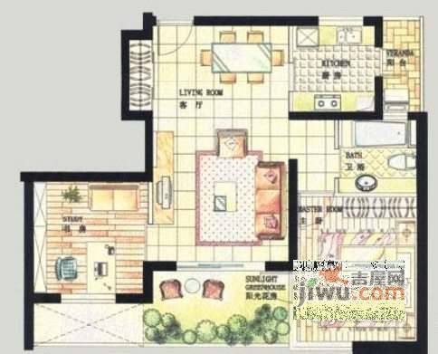 宝丰大厦2室2厅1卫103㎡户型图