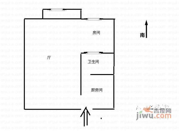 普铁新村1室0厅1卫33㎡户型图