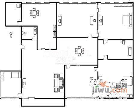 兴联公寓3室2厅2卫116㎡户型图