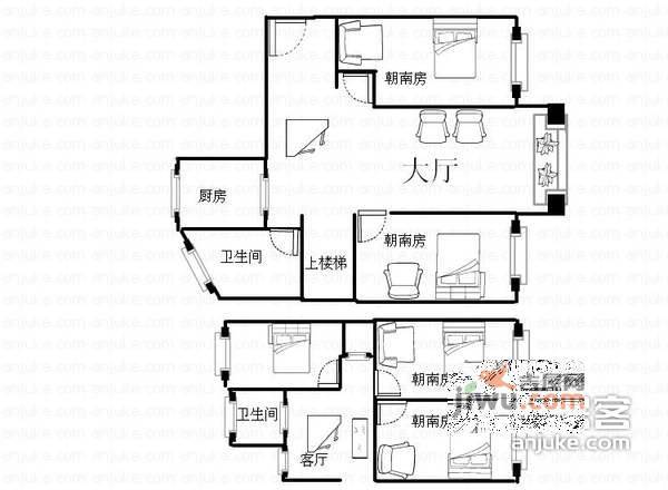 锦福公寓5室2厅2卫192㎡户型图