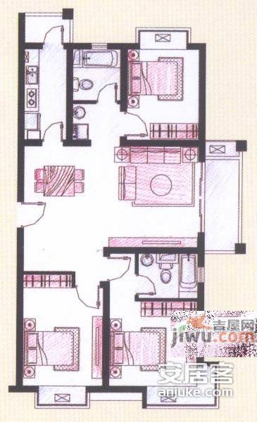 博苑公寓3室2厅2卫147㎡户型图