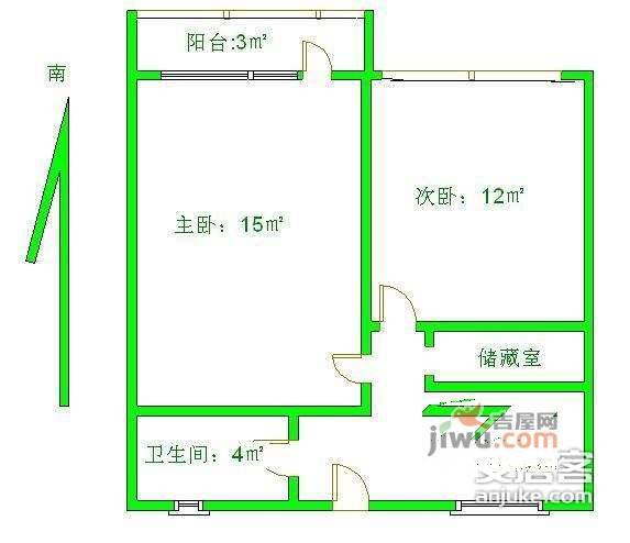 双阳一村2室0厅1卫52㎡户型图