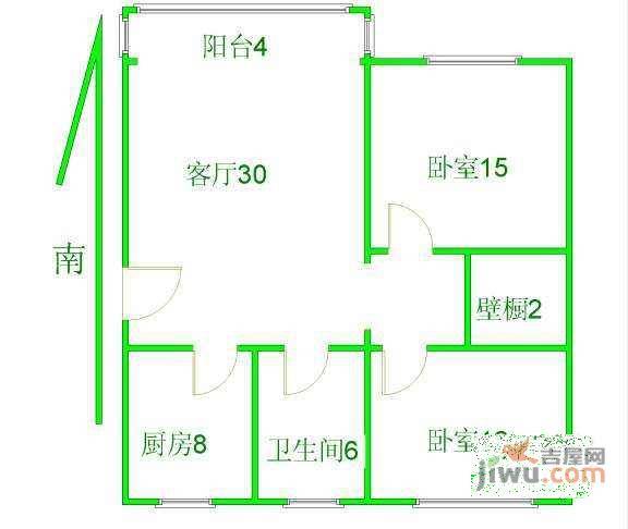 新江湾城时代花园2室1厅1卫81㎡户型图