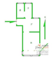 三湘世纪花城1室1厅1卫58㎡户型图