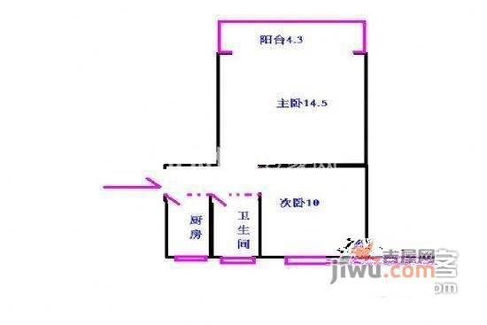 民星一村1室1厅1卫43㎡户型图